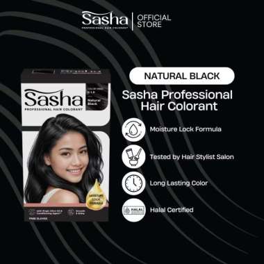 Sasha Profesional Hair Color 25 gr / Hair Color Sasha 25gr / Cat Rambut Sasha Natural Black
