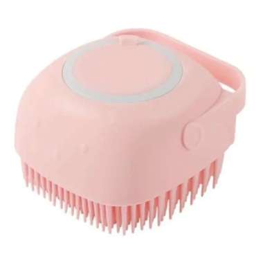 Sikat Gosok Badan Mandi Silikon Lembut Dengan Tempat Sabun Cair 60 ml Kotak Pink