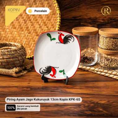Piring Ayam Jago Kukuruyuk 13cm Kopin KPK-6S Porcelain Keramik