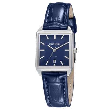JONAS JASMIN 3122 JAM TANGAN COUPLE KULIT Kecil silver biru