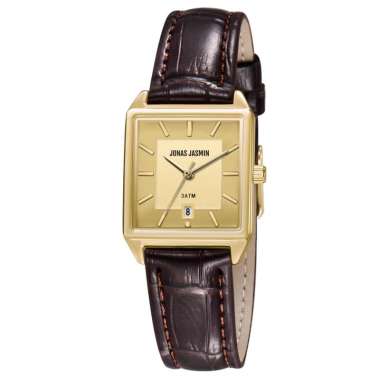 JONAS JASMIN 3122 JAM TANGAN COUPLE KULIT Kecil cokelat gold