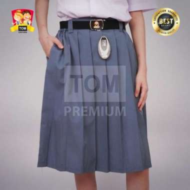 Seragam TOM - Rok SMA Rempel Karet Pendek Abu No L