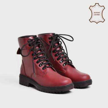 Adorableprojects - Wickle Boots Genuine Leather Maroon - Boots Wanita 37