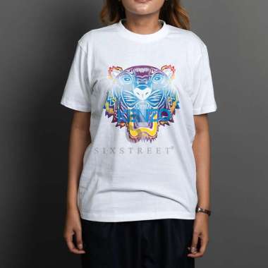 KNZO TEE Tiger Printed Rainbow White DLS ( 100% Authentic ) S