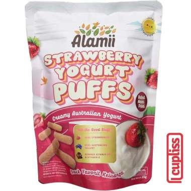 Alamii Cemilan Puff Snack Anak Sehat tanpa MSG Camilan Puffs Strawberry Yogurt Mini