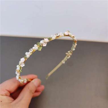 BANDO MUTIARA FAIRY WANITA PEARL FLOWER BUNGA DAUN KOREA HEADPIECE INS - Small flower