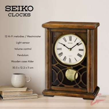 SEIKO QXW236B Westminster 12 Hifi Melodies Wooden Alder Musical Table Clock Jam Meja SEIKO