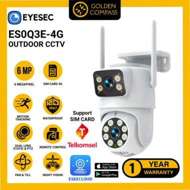 EYESEC CCTV Simcard 4G 6MP FHD 2 Kamera CCTV Outdoor Waterproof IP66 Monitoring jarak Jauh Tanpa WiF