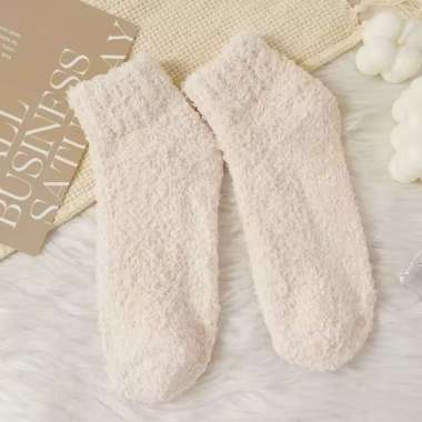 Kaos Kaki Tebal Pendek Wanita Katun Polos Warna Coral Velvet Ankle Socks JCKK367 Khaki