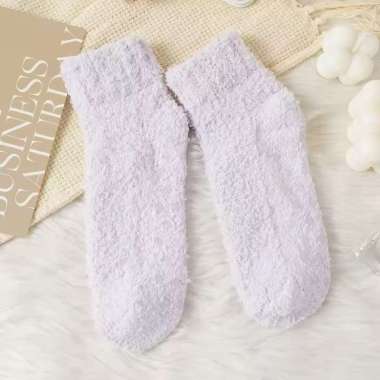 Kaos Kaki Tebal Pendek Wanita Katun Polos Warna Coral Velvet Ankle Socks JCKK367 Purple