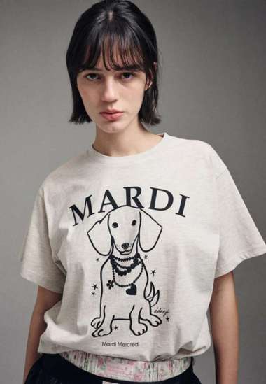 Tshirt Swing The Tail Ddanji Pearl Necklace - Oatmeal Black