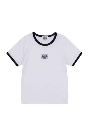 W Classic Logo Ringer Tee - White
