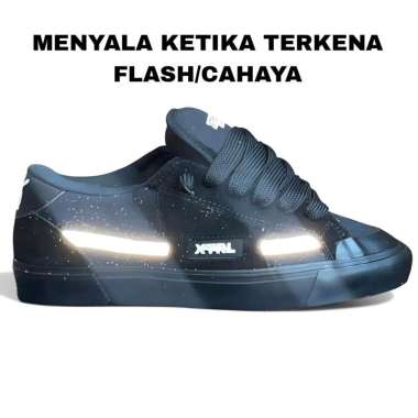 Sepatu Fat Shoes XternalStepSure Skateboard Gemuk Reflective FullBlack Sepatu Gemuk Sneaker Pria Wan