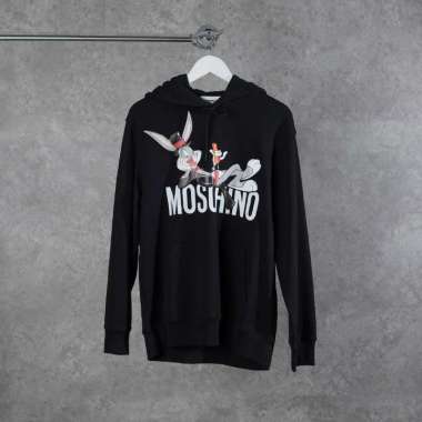Hoodie Moschino x Bugs Bunny Looney Tunes Hoodie Jacket in Black 100% ORIGINAL size 40