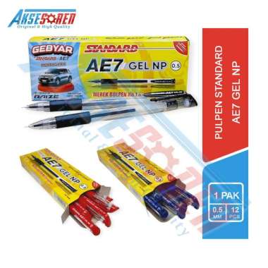 Aksesoren Pulpen Gel NP AE7 Standard [1 Pack/12 Pcs] / Bolpen Tinta Hitam Biru Merah 1 Pak / Pena Bo