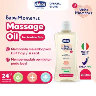 CHICCO Baby Moments Massage Oil for Sensitive Skin 200ml / Massage Oil Baby / Massage Oil Bayi / Bab