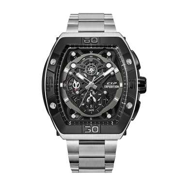 Jam Tangan Pria Expedition EXP EX 6800 MCBTBBA Black Dial Stainless Steel Strap