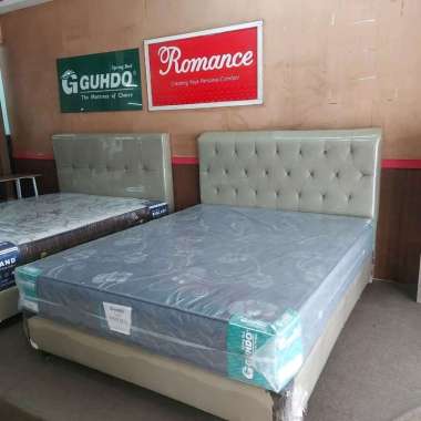 SET Tempat Tidur 160 Queen Size - Divan + Kasur + Headboard - GUHDO NP Springbed - Ranjang - Matras 