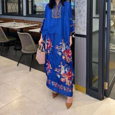 Lausboutique-Kaftan Kecubung Bordir- Motif Makassar -Vol 2 Biru Elektrik