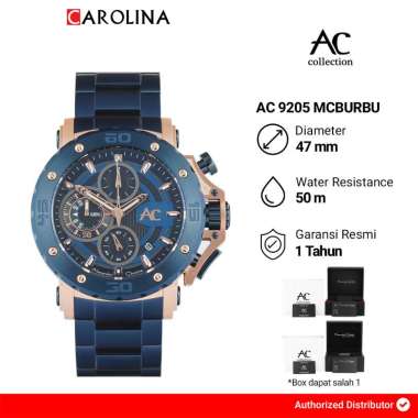 Jam Tangan Pria Alexandre Christie Chronograph AC 9205 MCBURBU Blue Dial Blue Stainless Steel Strap