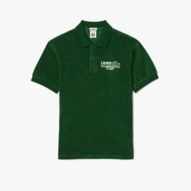 Kaos Unisex Lacoste Relaxed Fit Roland-Garros Edition Terry Polo Shirt - Green (LACPH7849) Original 