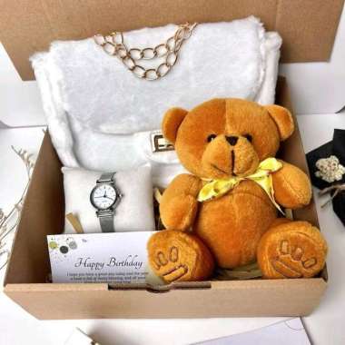 Gift Kado Hampers Ulang Tahun Perempuan Boneka Jam Tangan Cewek Kado Pernikahan Buket Hadiah Tas Pin