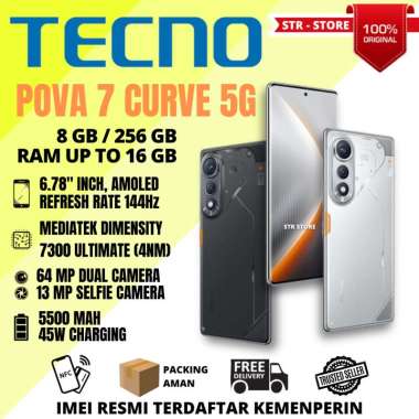 TECNO POVA 7 CURVE 5G 8/256 GB SMARTPHONE GARANSI RESMI TECNO RAM 16 GB BATTERY 5500 mAh - TECNO POV