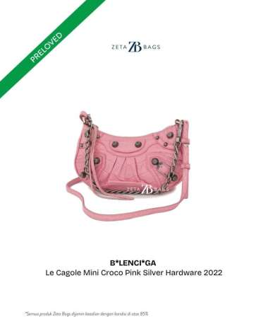 Balenciaga Le Cagole Mini Croco Pink SHW 2022 Pink