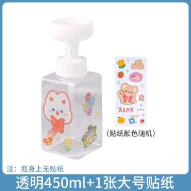 Botol Sabun Model Tekan Berbusa Gelembung Bentuk Bunga Dengan Free Stiker BENING BESAR