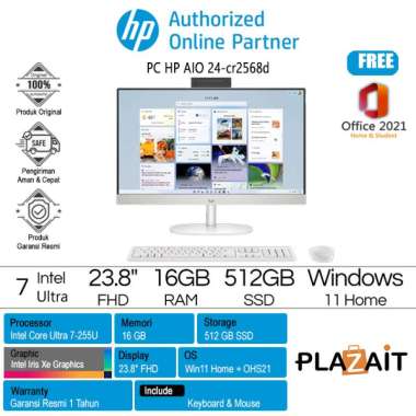 PC HP AIO 24-cr2568d – B9GH1PA /Intel Core Ultra 7-255U/16GB/512GB SSD/Intel Iris Xe Graphics/23.8″ 
