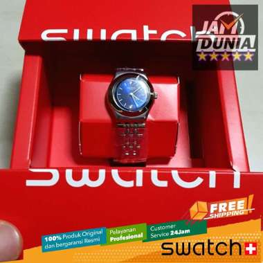 JAM TANGAN WANITA SWATCH ORIGINAL STAINLESS STEEL SILVER BLUE SLOANE IRONY SWATCH YSS288G SWATCH YSS