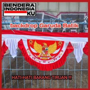 Bendera Merah Putih Backdrop bendera panjang bendera garuda 5 gelombang Kain Satin - yks 5 gel batik