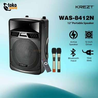 Krezt Pro WAS-8412N WAS 8412N - 12 Inch Speaker Portabel with Dual Microphone