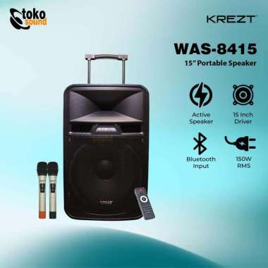 Krezt Pro WAS-8415 WAS 8415 - 15 Inch Speaker Portabel With Dual Microphone