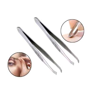 Pinset miring stainless/alat pencabut bulu alis uban ketiak
