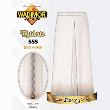 Wadimor Sarung Tenun Madras 555 Putih Polos Lembut Nyaman ABU SEDANG