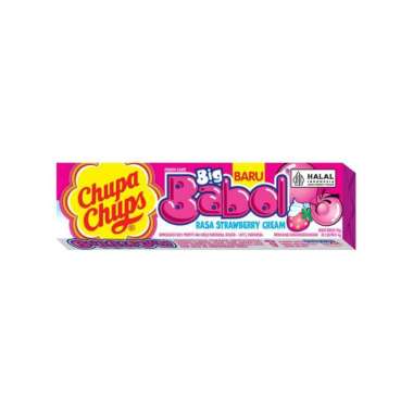 Chupa Chups Permen Big Babol Strawberry Stick 20 gr