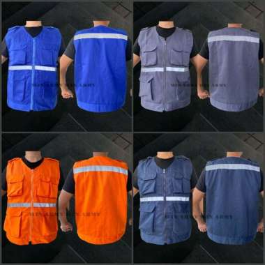 Rompi Safety K3 Bahan Cotton Twill Free Logo K3 Dan Bendera Merah Putih Biru Stabilo L
