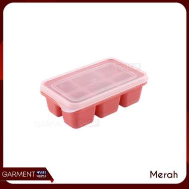 Cetakan Es Batu Kecil Silikon Wadah Ice Cube Tray Cetak Jelly Cokelat Mini Silicon 6 Sekat MERAH
