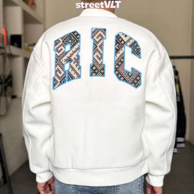 RIC Ricky is Clown Labyrinth Ethnic Varsity Jacket Original L White