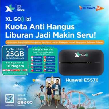 AJ COMP Mifi Huawei XL Go Izi E5576 XL 25GB XLPass Lite 1th 10 Negara Modem Unlock 4G 5G Semua Kartu