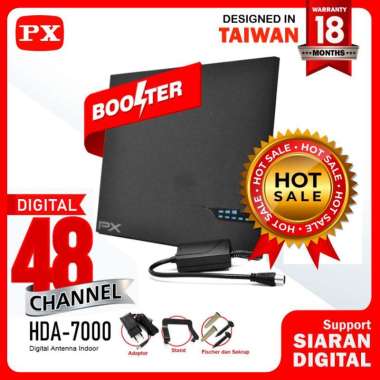 Antena tv digital indoor dinding dvbt2 plus booster led px uda 7000A antena digital +booster dvbt2 a