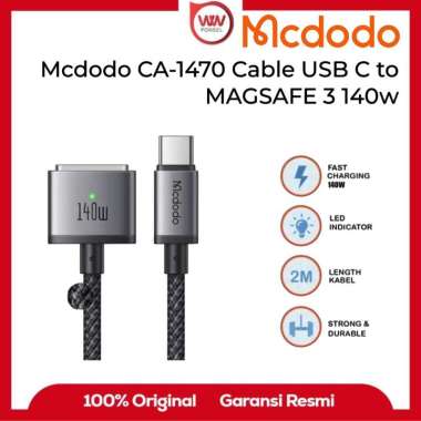 MCDODO CA-1470 Kabel Charger Macbook Magsafe 3 PD3.1 Fast Charging 140W Nylon Braided Black