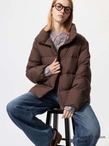 UNIQLO Jaket Winter wanita Powder Soft Down Jacket Brown L