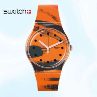 SWATCH SUOZ362 BARNS-GRAHAM'S ORANGE AND RED ON PINK Original Swiss Made Jam Tangan Multicolor