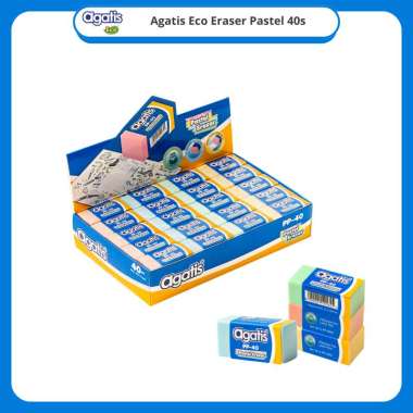 Penghapus AGATIS Hitam / Putih / Pastel Isi 40 PB-40 / PW-40 / PP-40 Kecil Pastel Mix