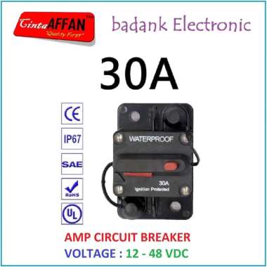 [30A] Thermal Circuit Breaker DC 12-48V 30A Solar Panel Surya Battery