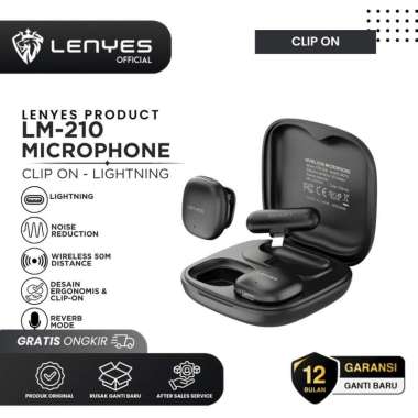 LENYES LM210 Clip On Mic HP Wireless Microphone Bluetooth Portable Vlog Live Stream Lightning