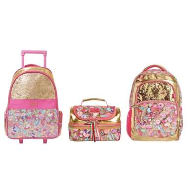 Tas Backpack Anak Sekolah Ransel Trolley Troli Lunchbag Tempat Bekal Makan Gold Flashy Lunchbag