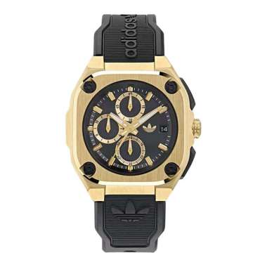 Jam Tangan Unisex Adidas City Tech Three AOFH24018 Analog Dual Tone Dial Black Rubber Strap